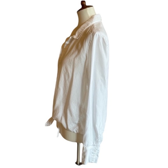 Cloth & Stone White Button Up Front Tie Collared Top Blouse, Size XS - Picture 5 of 10